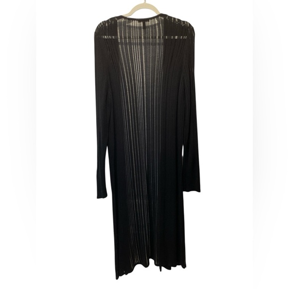 Eileen Fisher Black linear sleek tencel  Cardigan size M - Picture 3 of 3